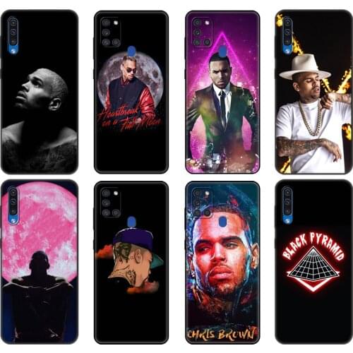 Black tpu Case For Samsung Galaxy A50 50S A30S A10 A01 A11 A21S A31 A41 A51 A71 M21 M30S S10 LITE Cover Singer Chris Brown
