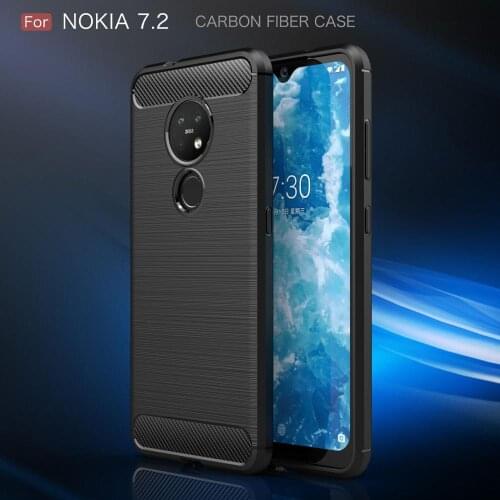 For NOKIA 7.2 6.2 2.3 Hybrid Brushed Carbon Fiber Case Soft TPU Silicone Shockproof Cases for Nokia 5.1 6.1 7.1 Plus Back Cover