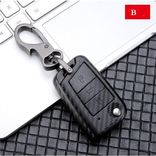 Carbon car key cover key case holder for VW Bora Jetta POLO Golf 7 4 5 6 MK5 MK6 MK7 Passat b5 T-ROC Tiguan MK2 2016-2019