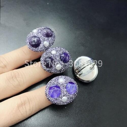 New Retro purple stainless steel ring, personality exaggerated jewelry, birthday gift