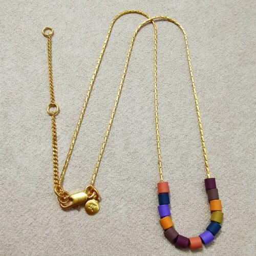 Bohemian National Style Rainbow Macarons Short Necklace