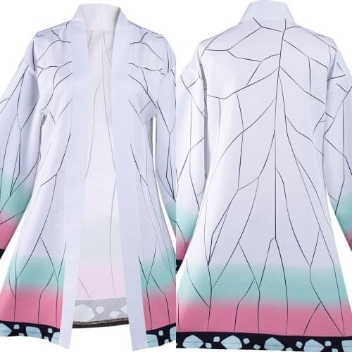 Anime Demon Slayer Kimetsu no Yaiba Kochou Shinobu Cosplay Costume Cloak Earings Belt Outfits Halloween Carnival Suit