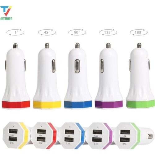 Colorful 5 colors Gossip octagon Octagonal style 2usb 5V 2.1A 1A car charge adapter factory wholesale for callphone 100pcs/lot