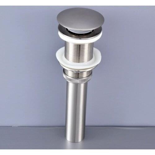 Brushed Nickel Brass Large Round Cap Pop Up Bathroom Sink Basin Waste / Drain Without Overflow Bathroom Accessory asd072