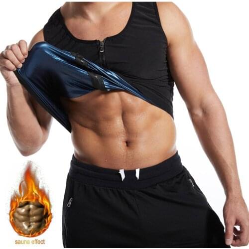 Men Neoprene Sweat Shirt Zipper Shapewear Corset Vest Body Shaper Slimming Waist Cincher for Workout Fitness