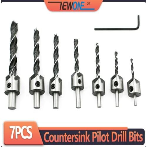 7PCS Flute Countersink Drill Bit Set In Drill Bits,Pilot Drill Bits In Screwdriver Hinge Hole Saw Wood Drilling