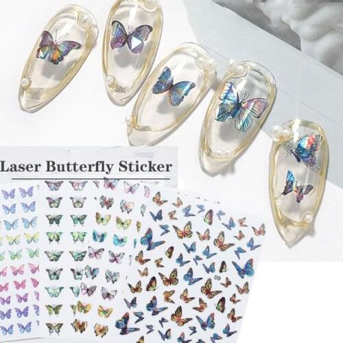 1piece of Nail Art 3D Laser Butterfly Sticker Series 10 Kinds of Viscose Slider Colors DIY Nail Art Design Decoration Accessorie