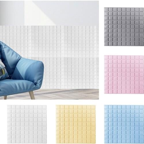 Small Square 3D Foam Wall Panel Anti Collision Waterproof Self Adhesive Wallpaper Living Room Bedroom personality Decor
