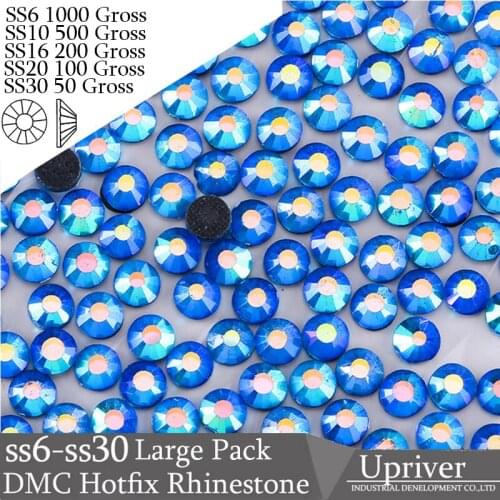 Upriver Wholesale Large Pack Bulk Packing More Cheaper Best Quality SS16 SS20 SS30 Sapphire AB DMC Hotfix Rhinestones