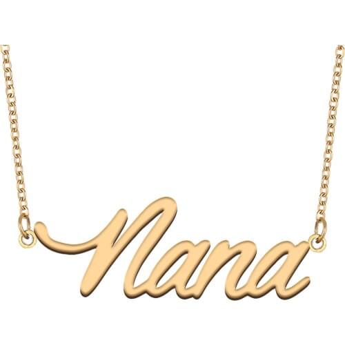 Nana Name Necklace for Women Stainless Steel Jewelry 18k Gold Plated Nameplate Pendant Femme Mother Girlfriend Gift