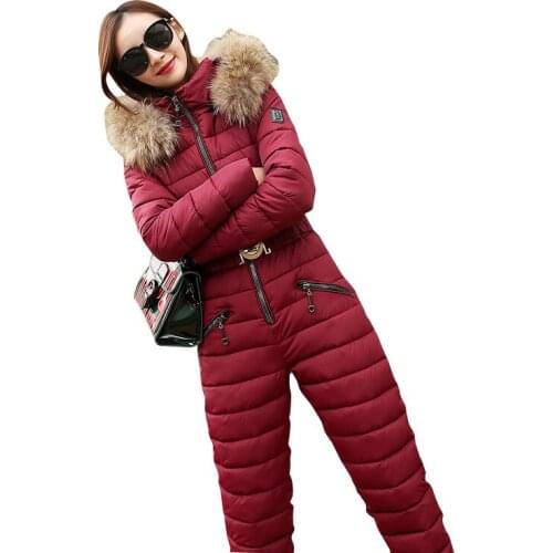 New 2019 Fashion Winter Parkas Down cotton Two-piece set Siamese Suits Women Hooded Winter Jackets Thicken Outerwear Female G434