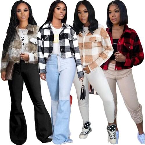 Sexy baby 001 Winter womens clothing fashion thick double-sided velvet plaid jacket contrast jacket 6320