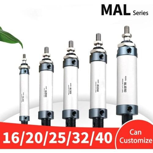 MAL Series Mini Pneumatic Cylinder 16/20/25/32mm Bore 25-300mm Stroke Double Acting Aluminum Alloy Air Cylinder Free shipping
