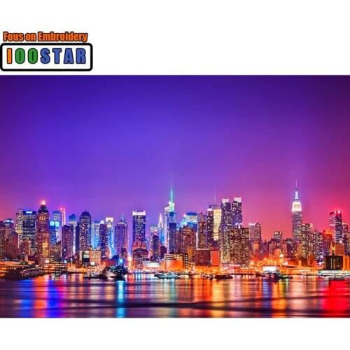 Full Round Drill 5D DIY Diamond Painting "night seaside city" 3D Embroidery Cross Stitch Mosaic Rhinestone Decor Gift