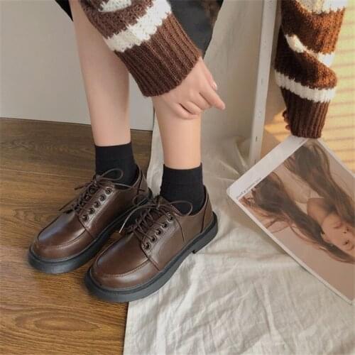 Jk Lolita Girls' Casual Retro British Style Japanese Cosplay Anime Mid Heel Lace Up Women Flats Vintage Tea Party Uniform Shoe