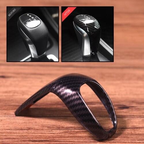 Carbon Fiber Style ABS Car Gear Shift Knob Frame Cover Trim Interior Accessories For BMW 1 2 Series X1 2015 2016 2017
