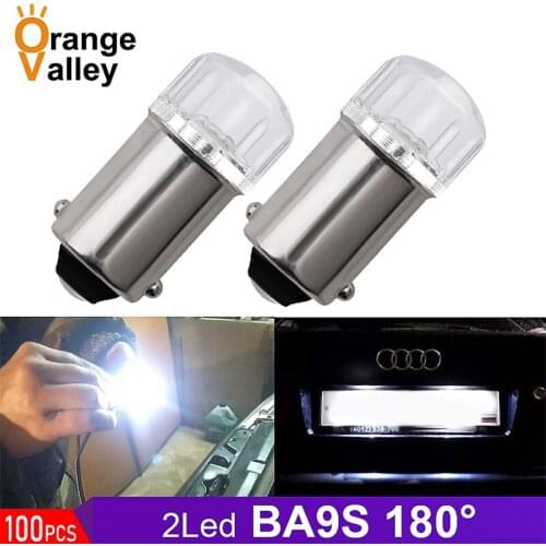 100pcs T4W BA9S LED Blub 2 H6W LED For Car Rear Map light 2835 SMD White Auto Parking Reverse Lamp 6000K DC 12V