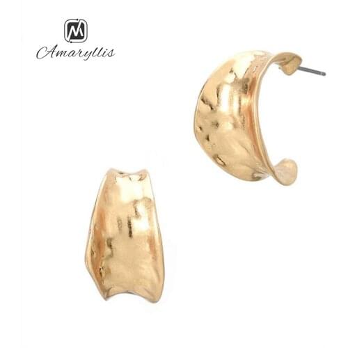 Amaiyllis Vintage Geometrical Alloy Studs Earrings For Women Simple Twisted Half Round Pendant Post Earrings Metal Party Earring