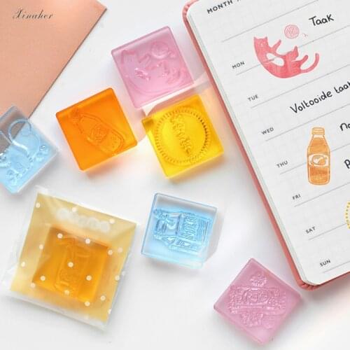 XINAHER 1pc Color transparent drinks animal stamp DIY acrylic rubber stamps for stationery scrapbooking transparent stamps