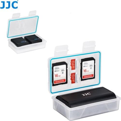 JJC Waterproof Battery Case Storage Box Memory Card Case Holder for 2 SD SDHC SDXC 2 MSD Micro SD MicroSD Cards for DSLR Camera