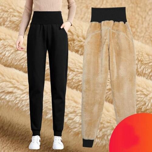 Women Winter Faux Cashmere Pants Warm Female Casual Cotton Pants Loose Sweatpants Long Trousers Plus Size S-4XL 3XL 4XL Y57
