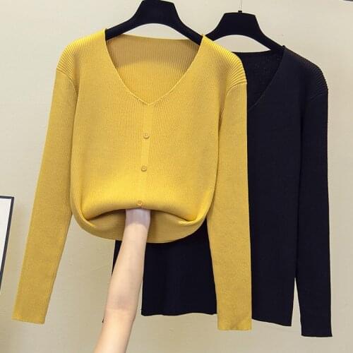 M-4XL plus size women autumn winter thick pullover 2021 long sleeve v neck button fashion Oversized warm sweaters jumper