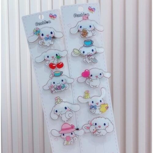 10Pc/Set Kawaii Cinnamoroll Dog Sanrio Plush Q Version Card Issuance Cartoon Cute Dolls Anime Plush Toys For Girls Birthday Gift