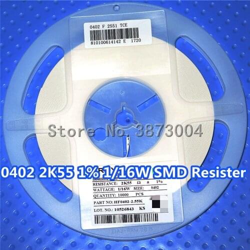 10000Pcs 0402 2.55K 1% 1/16W HF0402 New and origianl