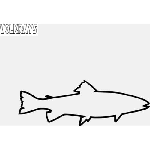 Volkrays Creative Car Sticker Trout Outline Accessories Waterproof PVC Decal Black/Silver for Octavia Mercedes Benz,4cm*15cm