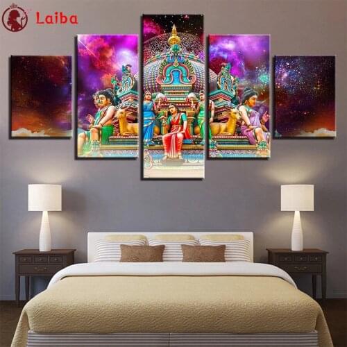 Diamond Embroidery Indian gods, religious art Full Square round Diamond Mosaic Art Painting Cross Stitch Wall Decor5pcs