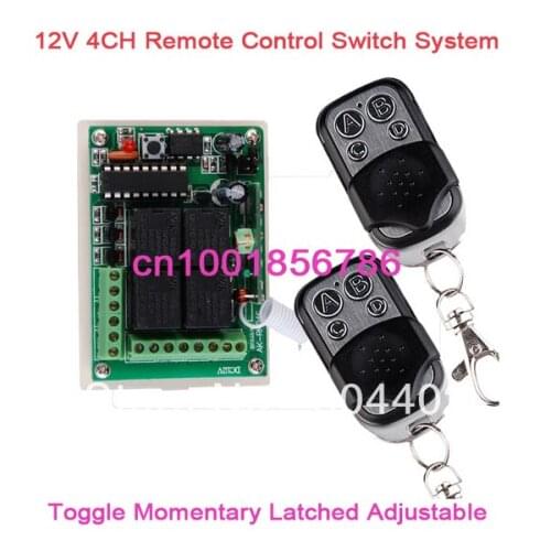 Free shipping DC 12V 10A 4CH Learning Code RF Wireless Remote Control Switch Systems 1 Receiver 2 controllers