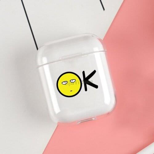 Ok Smiley One Punch Man Saitama Cases For Apple AirPods 1 2 Case Clear Wireless Bluetooth Earphone Case Protective Shell