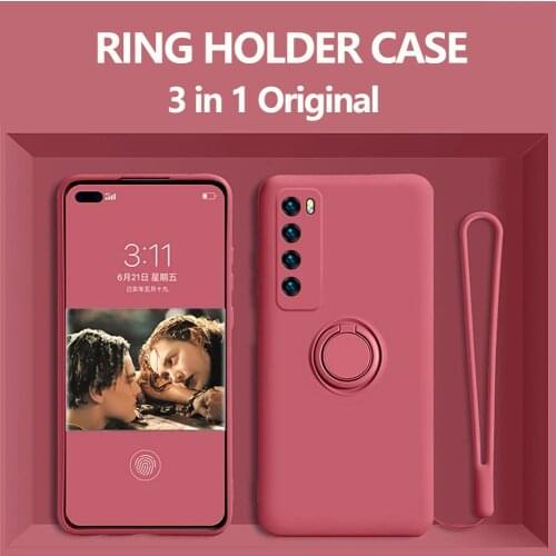 Case For Huawei P40 Lite Case Ring Holder Original Silicone For Huawei Nova 5T P30 P40 P20 Pro Mate 20 30 40 Pro + Lite Case