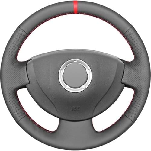 Black PU Faux Leather Car Steering Wheel Cover for Renault Logan 1 Sandero Symbol Clio Twingo Lada Largus Nissan Almera G15