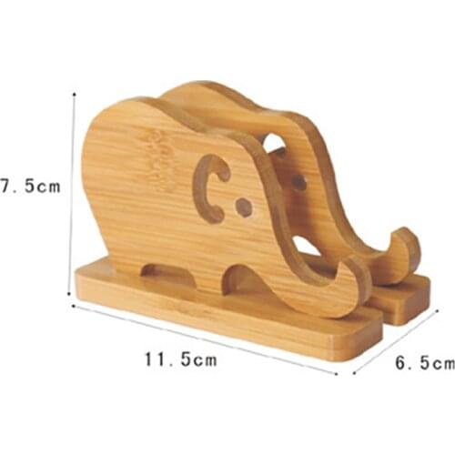 Cartoon Elephant Shape Mobile Phone Holder Base, Bamboo Tablet Holders Portable Desktop Stand Smartphone Brackets Supports