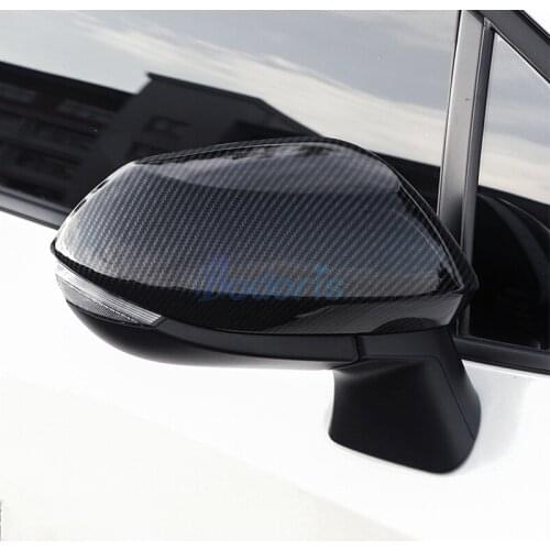 For Toyota Yaris 2020 2021 Carbon Fiber Color Side Wing Mirror Cover Door Rearview Overlay Garnish Panel Car Styling Accessories