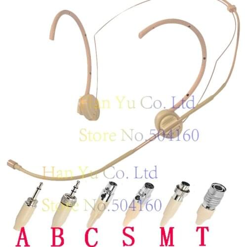 Complexion Dual Hook Head Headset Microphone For For SennHeiser G1 G2 G3 Wireless 3.5mm 1/8" Screw Lock Stereo