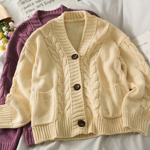 Heliar Women Knittd Cardigans Ribbed Jumpers V-neck Button Up Fine Yarn Cardigans Over Size Sweater For Women 2021 Autumn Winter