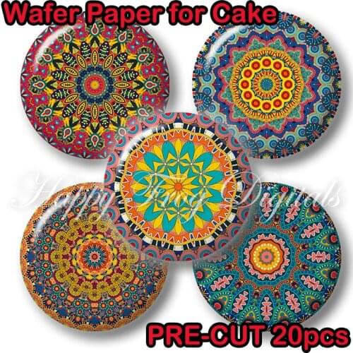 Indian totem pattern 4 cm edible paper Pre-Cut wafer Cupcake Toppers,Idea DIY bakeware handmade cake stand paper cake decoration