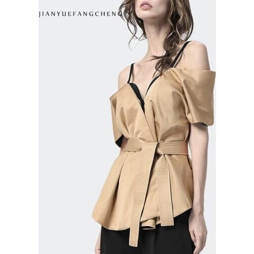 Jianyuefangcheng Off Shoulder Blouses