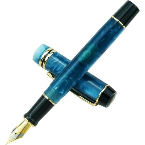 Kaigelu 316 Celluloid Fountain Pen, Beautiful Blue Patterns Iridium EF/F/M Nib Writing Ink Pen Office Business School Gift Pen