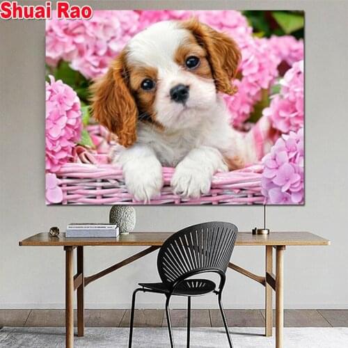 Cavalier King Charles Spaniel diamond painting Rhinestones painting full square round drill 5d diamond embroidery cute pet decor