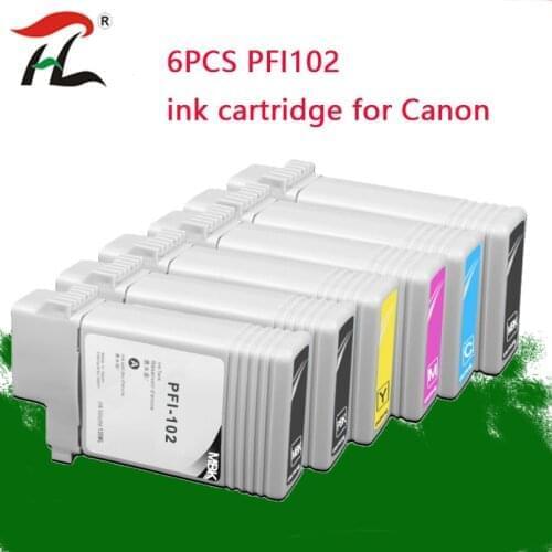 6 Color 130ML PFI102 PFI 104 Compatible Ink Cartridge for Canon IPF650 IPF655 IPF750 IPF755 IPF760 IPF765 with Full Ink