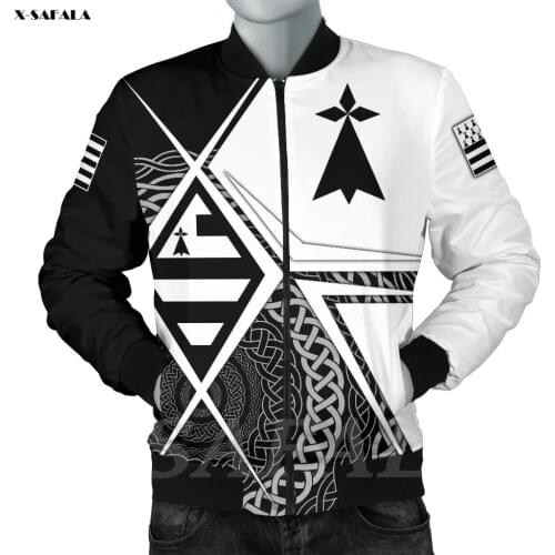 CELTIC BRETAGNE TRISKELION 3D Printed Bomber Thick Jacket Man Female Outwear Baseball Flight Pilot Jacket Streetwear Zipper Coat