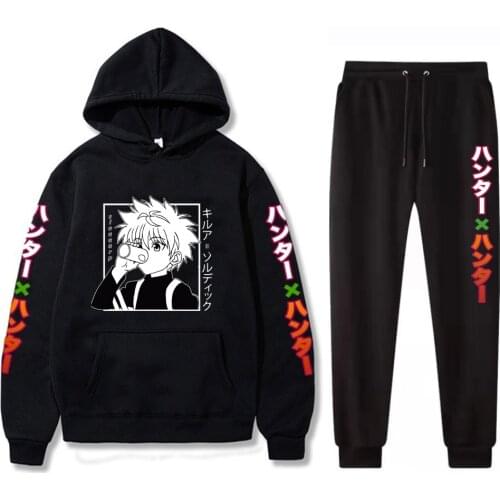Anime Hunter X Hunter Hoodies Pants Suit For Men Women Funny Killua Sweatshirt Suit Unisex Autumn Winter Clothes
