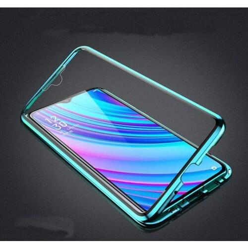 Magnetic Case 360 Front+Back Double-sided Tempered Glass Case For OPPO Reno 2 Z 10XZOOM F11 R17 Realme 3 Pro X Lite Metal Bumper