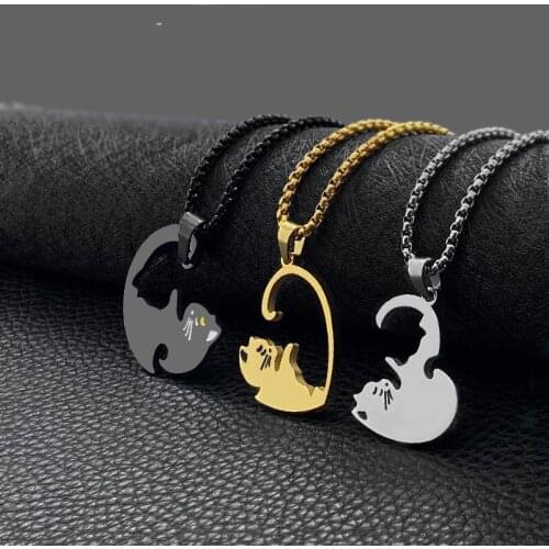 Fashion couple necklace men and women love stitching pendant commemorative gift hot sale