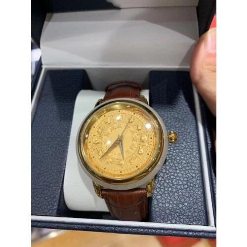 2021 Male and Female Zodiac Lovers Quartz Watches Natural Stone Gold and Silk Jade High-end Atmosphere Exquisite Students White