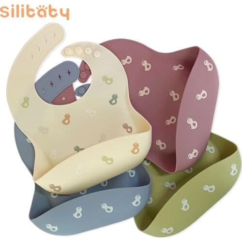 Silicone Bib Waterproof Baby Soft Silicone Feeding Bib Newborn Saliva Dripping Bib Cartoon Edible Aprons Burp Cloth Baby Stuff