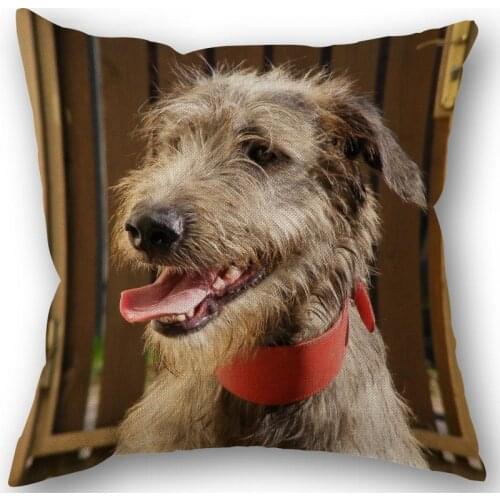 New Custom Dog Irish Wolfhound Pillowcase Cotton Linen Fabric Square Zipper Pillowcase 45X45cm Wedding Decorative Pillow cover